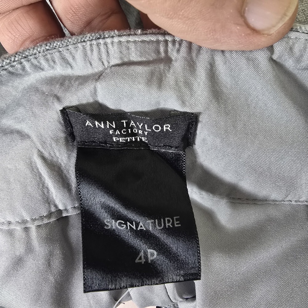 NEW Ann Taylor Dress Pants Womens 4 Petite Gray Wool Blend Lined Trouser Preppy - Picture 10 of 13